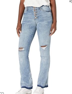 Dollhouse Jackie High Rise Distressed Released Hem Flare Jeans Size 5